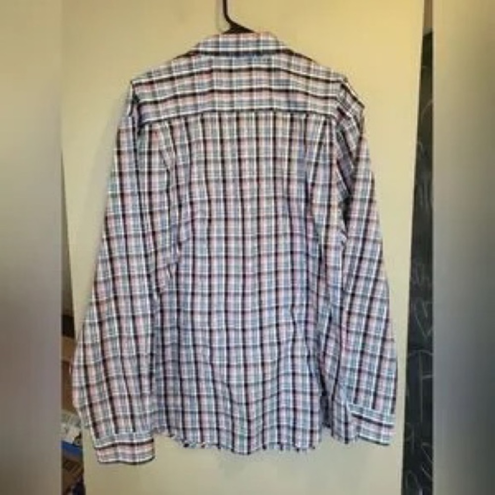 Denver Hayes Men's Plaid Button-Down Shirt in White, Blue, and Red - Picture 2 of 4